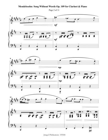 Song Without Words For Clarinet And Piano (Downloadable)